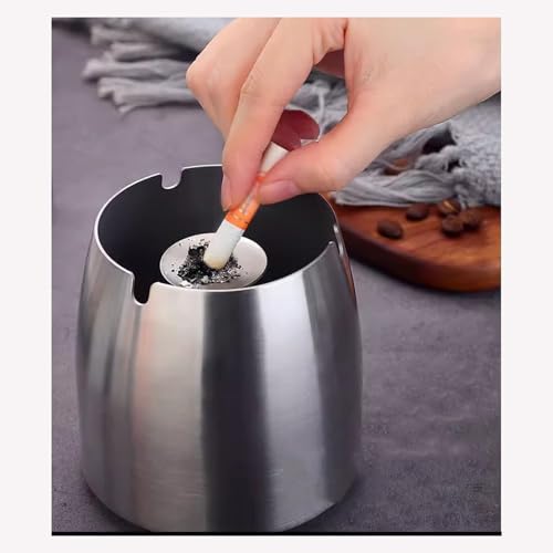 Posacenere da esterno, in acciaio inox, antivento, grande portacenere da tavolo in metallo, per fumatori, design interno ed esterno senza coperchio