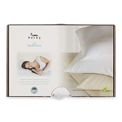 Image of Bucky Natural Bedding Collection, Buckwheat /Millet Filled Duo Bed Pillow, 20x15 inchWhite