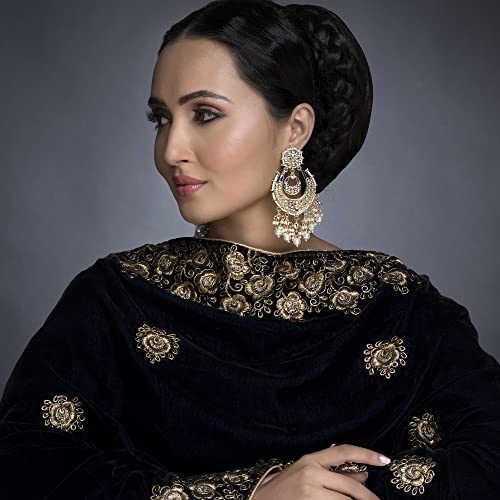 Sukkhi Sensational Kundan Gold Plated Pearl Chandelier Earring Set for Women (SKR85647), Blue, One Size - Image 7
