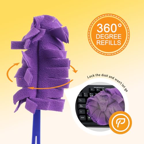 Image of 14 PCS 360 Fleece Duster Refills with 2 Handle for Swiffer, Reusable Duster Refills Heavy Duty Compatible with Swiffer Hand Duster (12 Pack-Mixed Color)