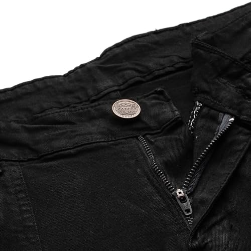 Image of PARIS HAMILTON Men Relaxed Fit Colorblocked Distressed Two Tone Stretchable Denim Jeans
