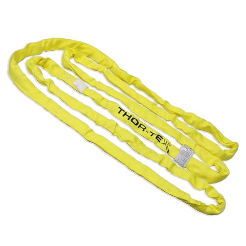 THOR-TEX 4' X 8400 lbs. Capacity Polyester Round Sling [Yellow] | for Material Handling, Hoisting, Farming and Utility Work | Heavy Duty and Industrial