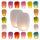 Chinese Lanterns 20 Pack Colors, Sky Lanterns were The Highlight of Party! Floating Lanterns Easy to Use, Flying Lantern are Biodegradable. Wish Lanterns for Memory of Family.