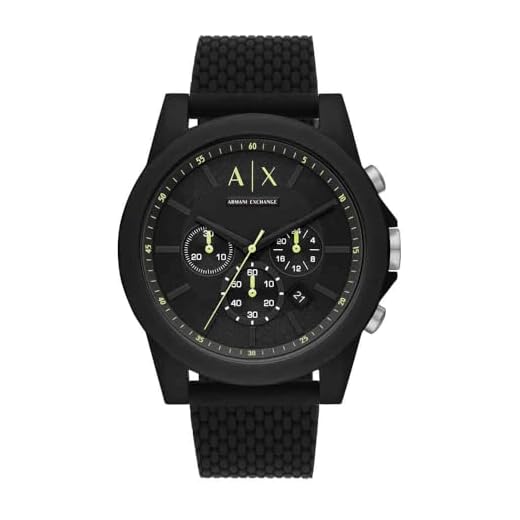Armani Exchange Orologio per uomo, movimento cronografo al quarzo e cassa da 44 mm con cinturino in silicone