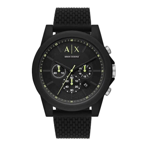 Armani Exchange Reloj hombre, movimiento cuarzo cronógrafo y caja 44mm con correa...