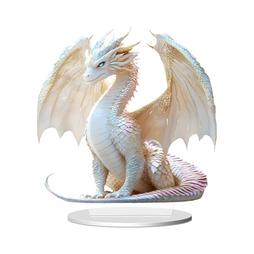 Shamoparty Blanc Fantasy Dragon Acrylique Bureau Appartement Maison Animal balances, 2D Acrylique balances, décoration de Bureau Maison xuanguan, Ornements...