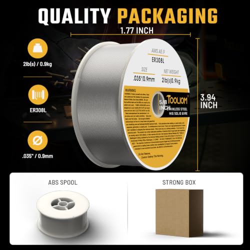 Image of TOOLIOM ER308L 0.035 inch Stainless Steel MIG Welding Wire 2LB | Low carbon prevents corrosion, ideal for 304 /304L stainless steel