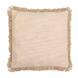 Funda Cojin 45x45 Blanco Roto con Flecos 1 unidad Algodon Estilos Boho Chic Natural Rustico Mediterraneo Minimalista Elegante Premium Suave Duradero Lavable Versatil Para Sofa Cama Salon Dormitorio