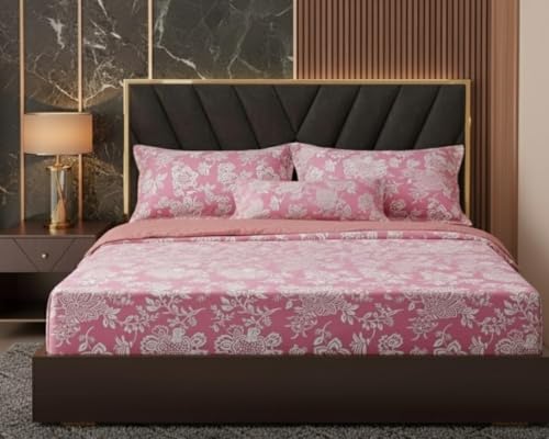 Image of 220 GSM Ultra-Soft Luxury AC Comforter Set Double Bed | 90x100 Inch | Includes 1 Comforter, 1 Bedsheet & 2 Pillow Covers | All-Season Premium Bedding Set (Aarchid Pink)