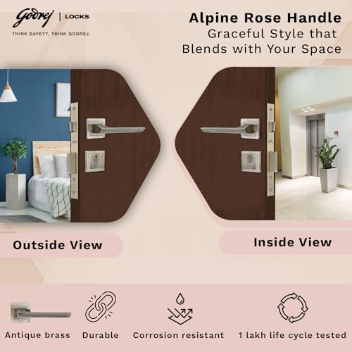 Image of Godrej Mortise Lock | Handle Lock Set | Matte Black Nickel Finish | 240 mm Lockbody | Eco Pin Cylinder 70 mm Knob from Inside and with 3 Keys| 5Years Warranty