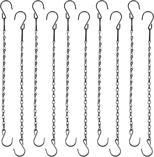 Durable Single Loop Metal Chain with Dual S-Hooks 16 Inches | Corrosion-Resistant Coating | Heavy-Duty Utility Chain for Hanging, Securing & Household Use | Supports Up to 5kg | Pack of 10