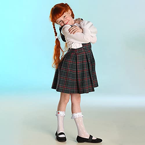 PAGOW 2Pairs Strawberry Knee High Socks, Women's Girls Lace Calf Socks Lolita Bows Knee Sock, Japanese Style Sweet Thigh High Loose Stocking for Student4