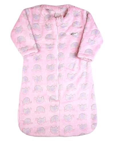 Saco de Dormir Bebe Casulo Pijama Cobertor Soft Elefantes Grosso Zíper - Rosa