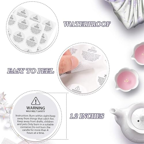 BCHKO 160 PCS Hochglanzplastik Sicherheitsetiketten für Kerzen wasserfest (White)