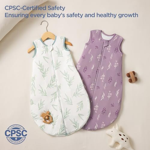 Image of Duomiaomiao 2 Pack Baby Sleep Sack 95% Rayon Made from Bamboo, 5% Spandex, 2.5 TOG Baby Wearable Blanket 0-6 Months, Premium Soft Winter Toddler Sleep Sack, 2-Way Zipper Sleeping Bag for Unisex Babies