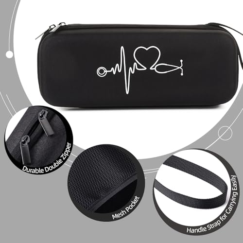 MXCOIRTP Stethoscope Case for 3M Classic III, Lightweight II S.E, Extra Room for Nurse Accessories and Medical Equipment, Hard Carrying Case with Mesh Pocket, Black (Case Only) - Thumbnail 3