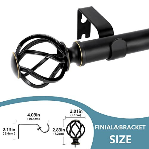 2 Pack Curtain Rods For Windows 48 To 84 Inch(4-7 Feet),3/4" Diameter Bronze Drapery Rods With Twisted Cage Finials,Size:36-88 Inch #TOP3