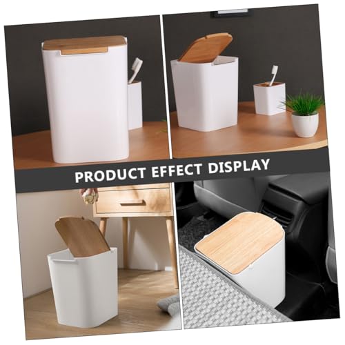 Papelera plástica rectangular con tapa para cocina y baño miniatura 3