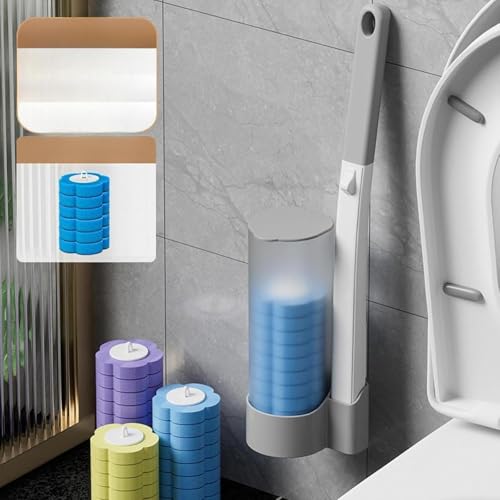 Image of CRIYALE 12pc Disposable Toilet Brush Refills, Toilet Cleaning Sponge for Supreme Deep Cleaning and Hygienic Bathroom Maintenance Household Products Accessory (12 Blue Only Refilles)