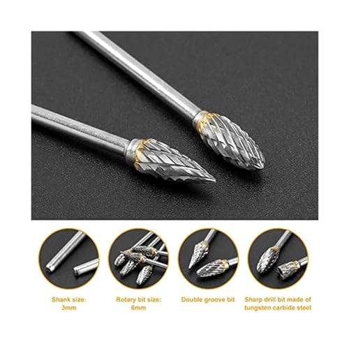 10 piezas fresas de carburo de tungsteno diamante doble miniatura 5