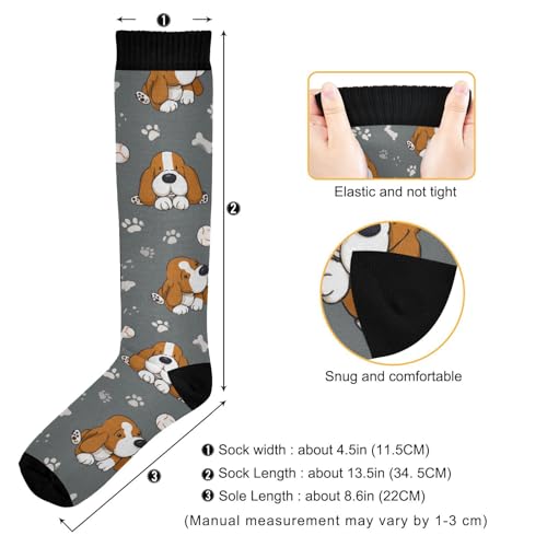 Image of Pigsaly Womens Compression Socks Yellow Stars Funny Brown Capybara Knee High Socks Athletic Tube Sock Outdoor Sport Socks