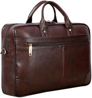 Hard Craft Vegan Leather Office Laptop Messenger and Shoulder Side Sling Hand Bag For Men Corporate Executive Briefcase Bag For Man Supports Laptop Upto 15.6 inches
