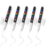 5 Pièces Marqueurs Textiles, Marqueur Blanc Indélébile Pointe Souple 1 6 mm, Feutres Textiles Permanents Résistante Au Lavage, Stylo Textile Indélébile, Pour Customiser Tissu, Toile, Chaussures, Sacs