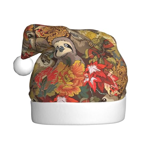 YBGHDAA Lustige Faultier-Weihnachtsmütze für Erwachsene, Plüsch,...