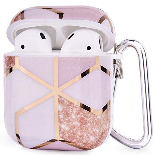 CAGOS compatible with Airpods Cases, 3 in 1 Cute Marble Airpods Protective Hard