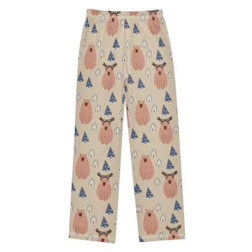 Boys' Pants Capybara Cute Blue Tree Long Bottoms Jogger Pants Elastic Waist Trousers with Pockets S-XL