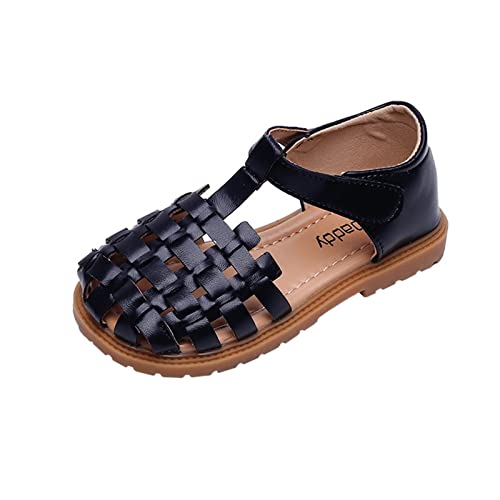 Little Toddler Girls Sandals Knitted Lightweight Non-Slip Sandals Fashion Summer Princess (Black, 11.5 Little Child)