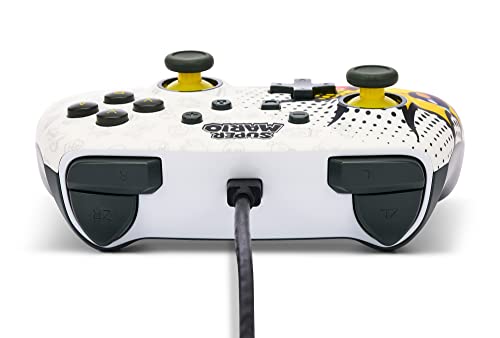 Image of PowerA Enhanced Wired Gaming Controller for Nintendo Switch or Nintendo Switch OLED, Bob-omb Blast, White (Officially Licensed)