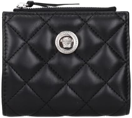 Versace Medusa Women’s Quilted Black Leather Wallet – Luxury Italian Leather Zip Wallet with Iconic Medusa Logo