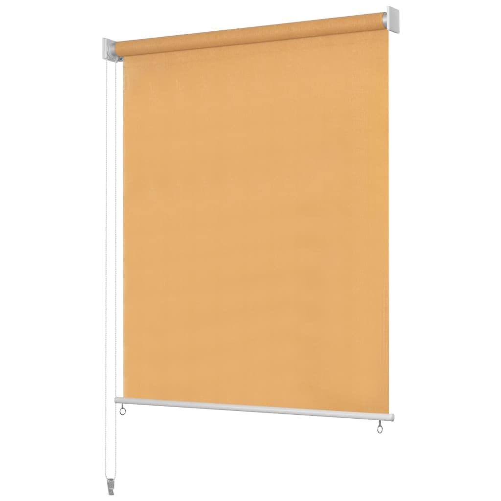 Roleta zewnętrzna, beżowa, 180 x 230 cm, ochrona przed słońcem i promieniowaniem UV, przepuszczająca światło, nieprzejrzysta, na balkon, taras, okna, z materiałem montażowym w zestawie