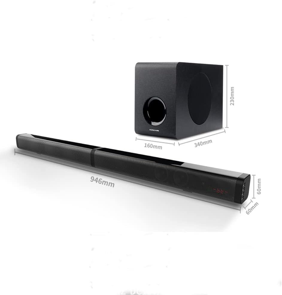 Dimensions of the SAMTRONIC soundbar and subwoofer