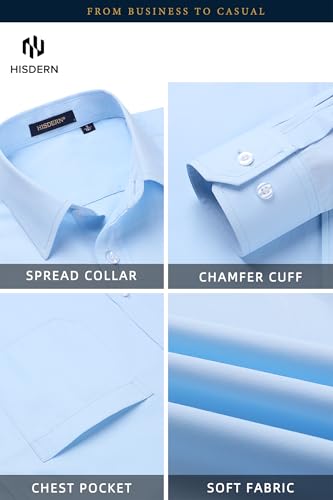 Image of HISDERN Mens Dress Shirts Long Sleeve Button Down Casual Shirts for Men Inner Contrast Formal Business Tuxedo Wedding Shirt