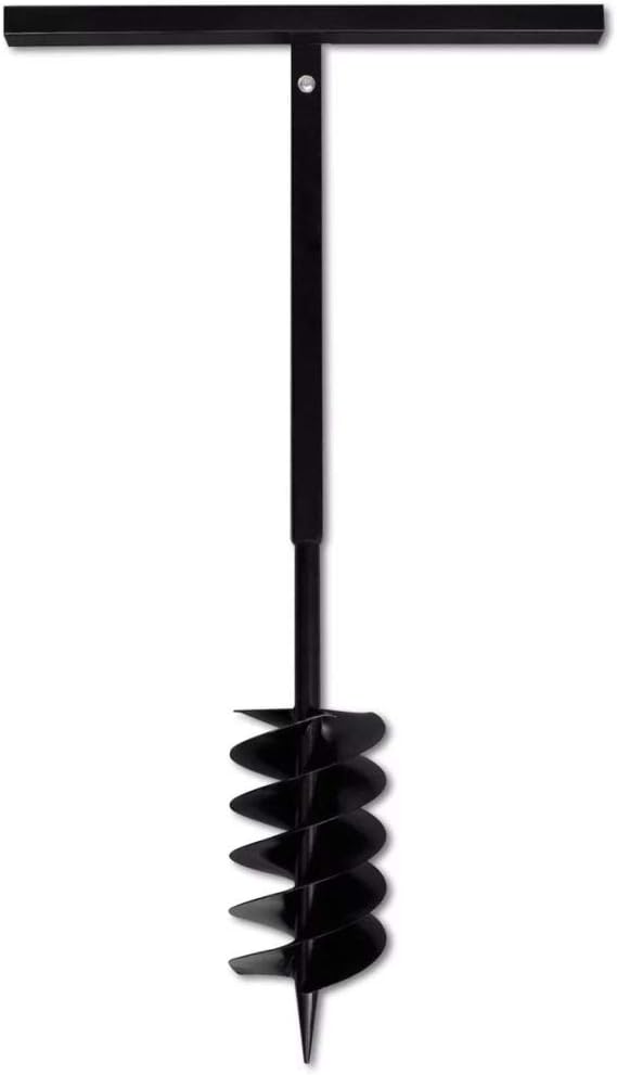 Ground Drill Handle Auger Bit 5.91 Black Three Spirals Steel