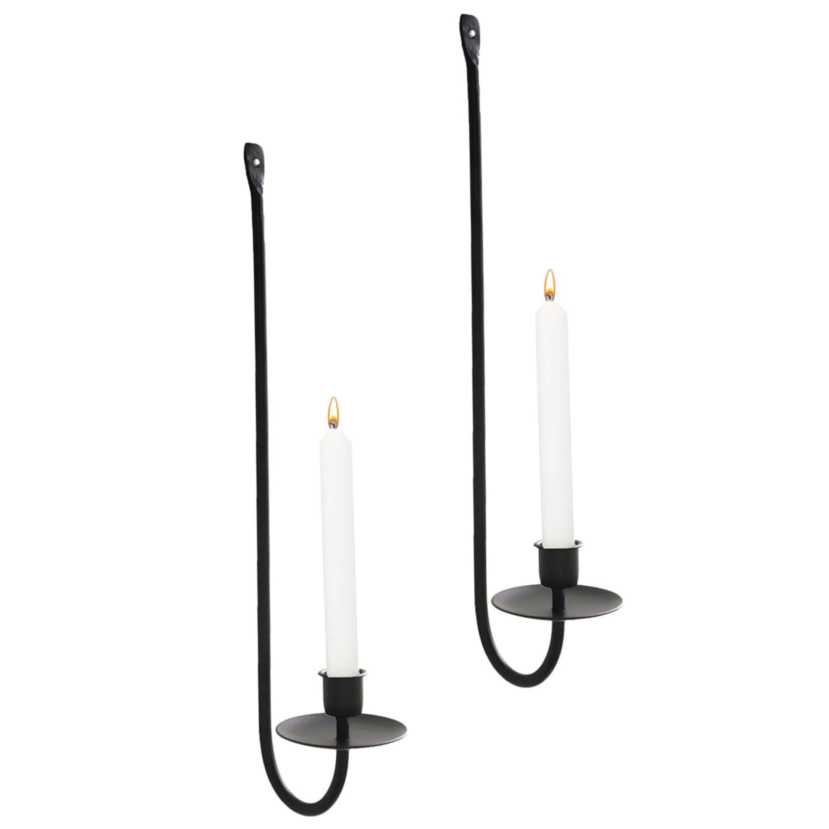 Suxdlan Black 2Pcs Metal Iron Wall Candle Sconce Holder Set, For Living Room Fireplace Wedding (Not Include Candles)