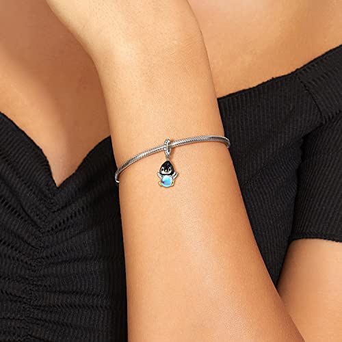 Zqa Penguin Moonstone Charm For Women Bracelet 925 Sterling Silver Animal Cubic Zircona Stone Charms For European Snake Charm Bracelet Necklace For Mother Daughter Halloween Birthday Christmas Gifts #TOP1
