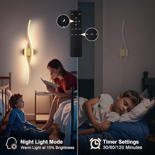 Image of KARTOOSH Wireless Wall Sconces, Dimmable LED Sconce with Remote | Battery Operated Wall Sconce with 3 CCT Night-Light Timer Memory Modern Wall Sconces for Living Room, Hallway, Bedroom