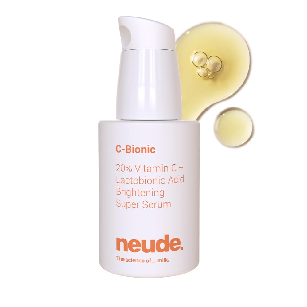Neude C-Bionic 20% Vitamin C Serum 30ml with Lactobionic Acid for Face Brightening & 24hrs Hydration with Vitamin E Red Algae Gel Kakadu Plum Glutathione for All Skin Types & Sensitive Skin Friendly