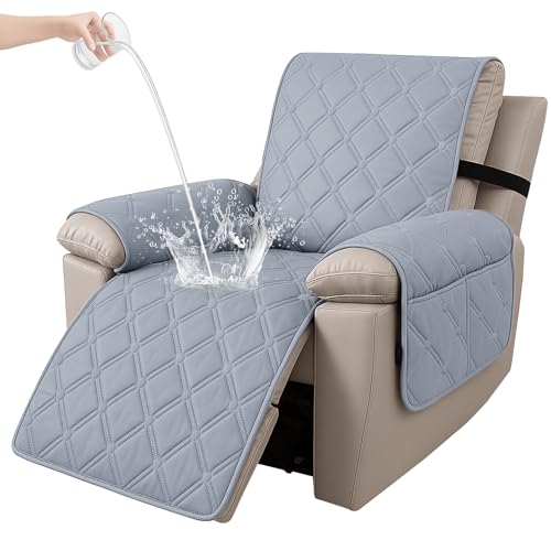 Ystyle 100% Étanche Housse Fauteuil Relax Inclinable Electrique, Antidérapant Protection Fauteuil Relax 1 Place avec Poches Latérales, Lavable Housse de...