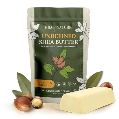 Organic Unrefined Raw AFRICAN IVORY WHITE SHEA BUTTER, for Anti Aging Dry Skin Base Beauty, Use Alone or in DIY Body Butters, Soaps, Lotions and lip balm - (Ghana) - 8oz