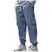 Mens Casual Sweatpants Loose Fit Pants Fashion Drawstring Elastic Waist Joggers Cuffed Trousers with Zipper Pockets Navy