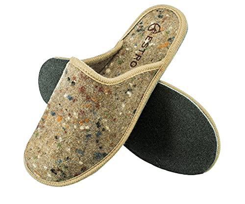 Preisvergleich Produktbild ESTRO Hausschuhe Herren Filz Pantoffeln - Filzpantoffeln Herren Filzhausschuhe für Herren Pantoffeln Hausschuhe Herren Winter Warm F14 (Beige, 44 EU)