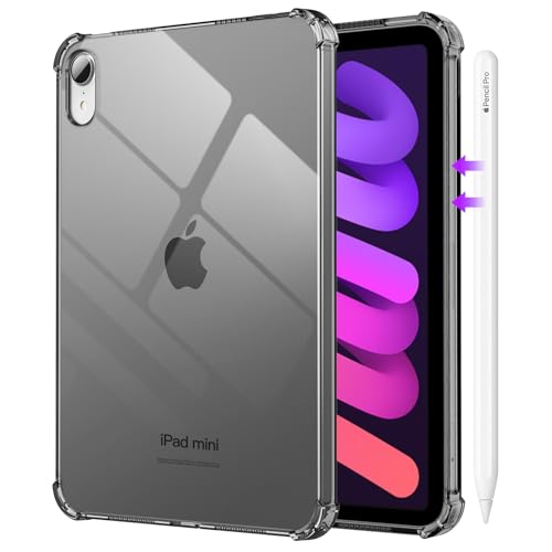 MoKo Case for iPad mini 7 (A17 Pro), iPad mini 7th/6th Generation Case 8.3 inch (2024/2021) Thin Lightweight Soft TPU Crystal Clear Cover Shock and Drop Protective Slim Back Cover, Black