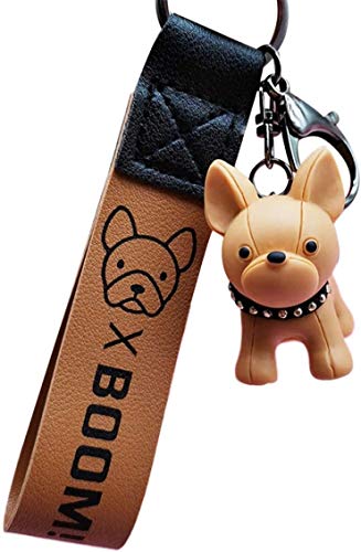 Preisvergleich Produktbild htrdjhrjy Ungewöhnlich Mode Französisch Punk Bulldogge Schlüsselanhänger Pu-Leder Hund Schlüsselanhänger für Damen Tasche Charm Schmuckdose Herren Auto Schlüsselanhänger Schlüsselanhänger - Ap