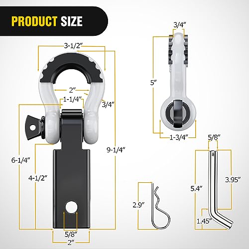 Image of Nilight Shackle Hitch Receiver 2Inch 45000 LBs Breaking Strength 3 /4 inch D Ring Trailer Fasten Pin Heavy Duty Solid Recovery Towing Kit for Trucks Jeeps Off-Road