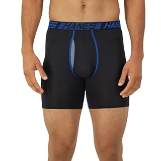 Hanes Total Support Pouch Men's Pack, Anti-Chafing, Moisture-Wicking Underwear with Cooling (Trunks Available), Boxer Brief-Black, Medium