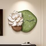 Elegante Orologio da Parete Silenzioso,Orologio da Parete Decorativo a Forma di Fiore,con Lancette in Metallo e Movimento Silenzioso,per Camera da Letto Soggiorno(Green,50x40cm/19.69x15.75in)